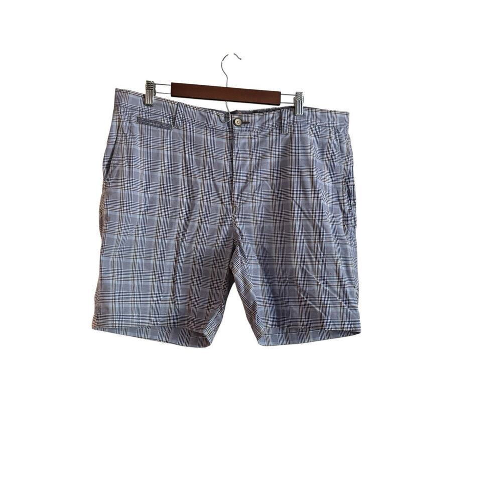 Tommy Bahama Mens Size 38 Plaid Golf Shorts Performance Stretch Blue Gray Check